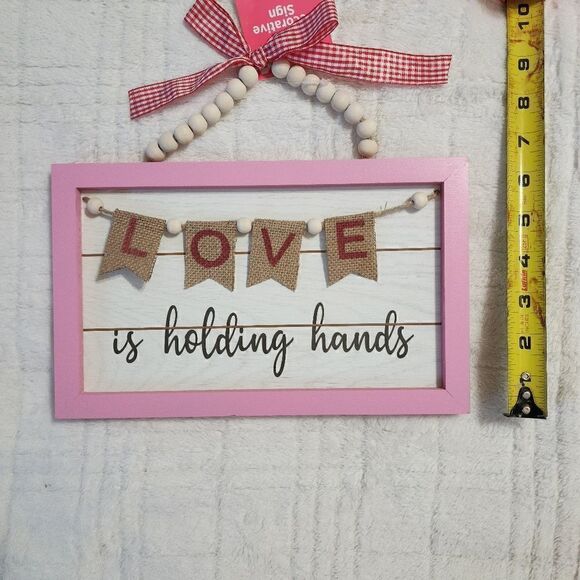 New Valentine's Day Home Decor Sign "Love is Holding Hands" - Picture 2 of 3